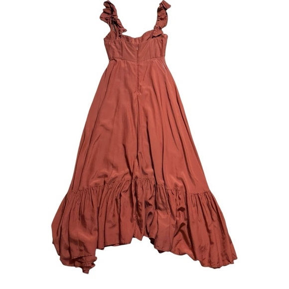 Farm Rio Cinnamon Dark Brown Ruffle Strap Maxi Dress Women’s US XS - Picture 11 of 11